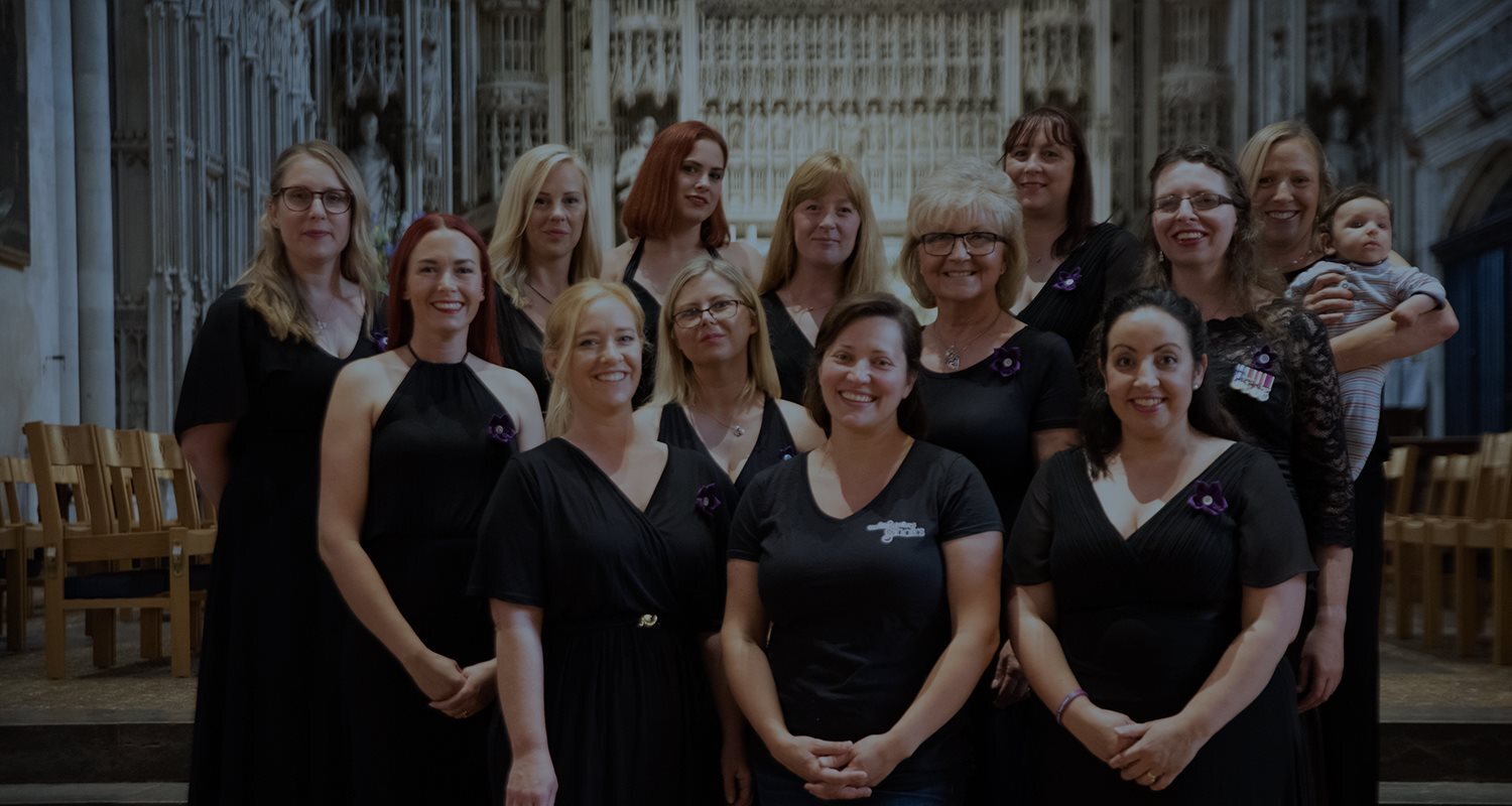 Members of the Military Wives Choir at a concert venue.